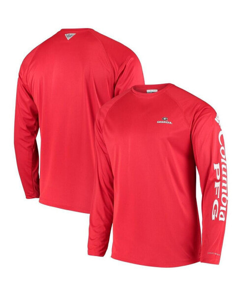 Men's Red Georgia Bulldogs Terminal Tackle Omni-Shade Raglan Long Sleeve T-shirt