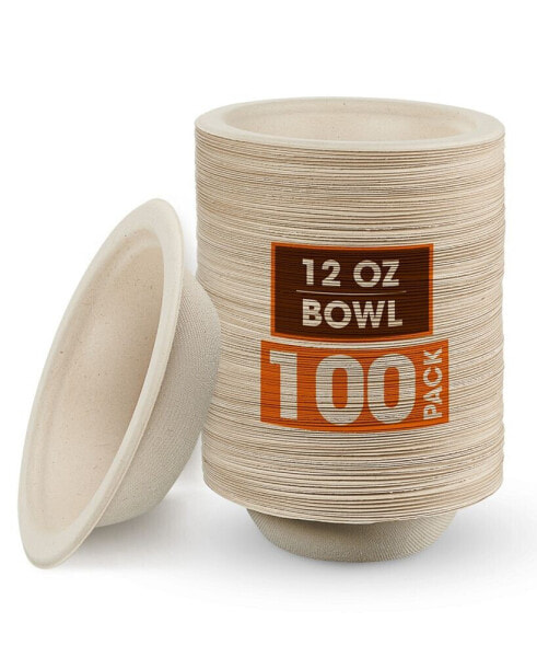 12 oz Paper Bowls, 100 Pack