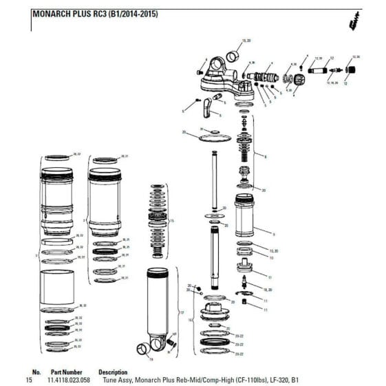 ROCKSHOX Kit Tune Monarch Plus MH 320 Set