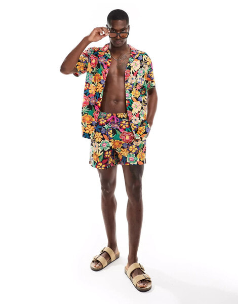 Hunky Trunks hawaii floral swim short co ord in multi