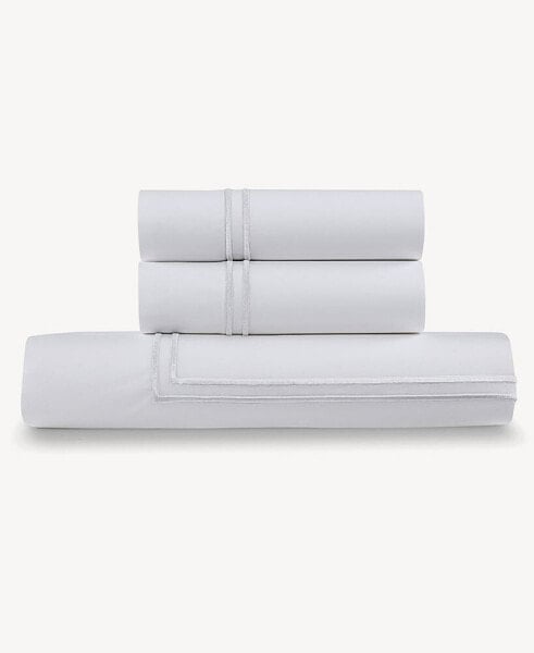 100% Cotton Percale 3pc Duvet Set with Satin Stitching, King/Cal King