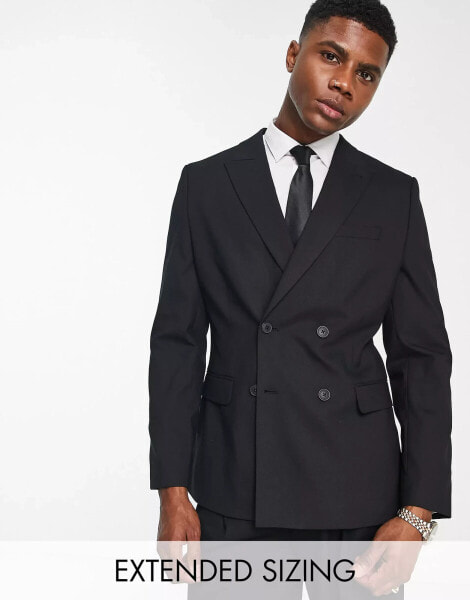 ASOS DESIGN skinny double breasted suit jacket in black