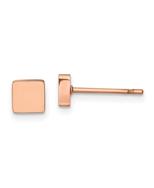 Stainless Steel Polished Rose IP-plated Square Earrings