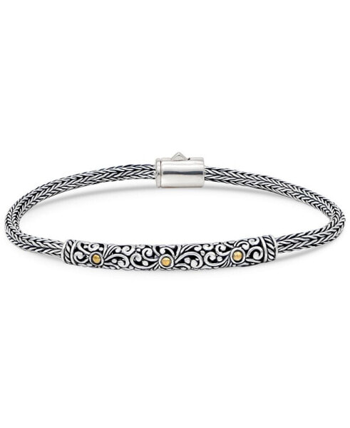 Bali Filigree with Dragon Bone Chain Bracelet in Sterling Silver and 18K Gold