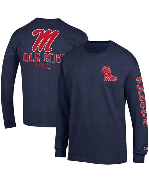 Men's Navy Ole Miss Rebels Team Stack Long Sleeve T-shirt