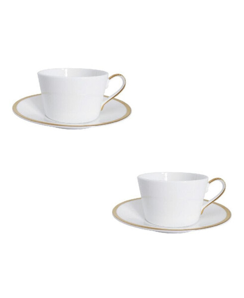 Golden Edge Cups & Saucers - Set of 2