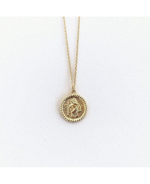 Saint Christopher Medallion Coin Necklace Gold