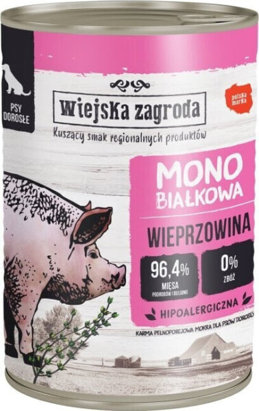 Wiejska Zagroda Monobiałkowa wieprzowina mokra karma dla psa Wiejska Zagroda 400g