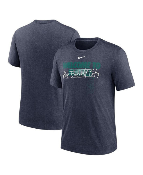 Men's Heather Navy Seattle Mariners Home Spin Tri-Blend T-shirt
