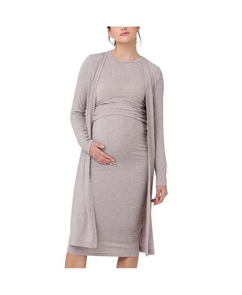 Maternity Ripe Nina Nursing Longline Cardigan Sand