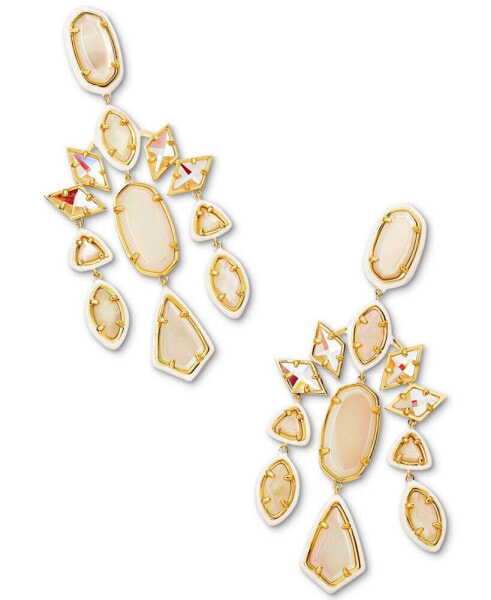14k Gold-Plated Color-Framed Stone Statement Earrings