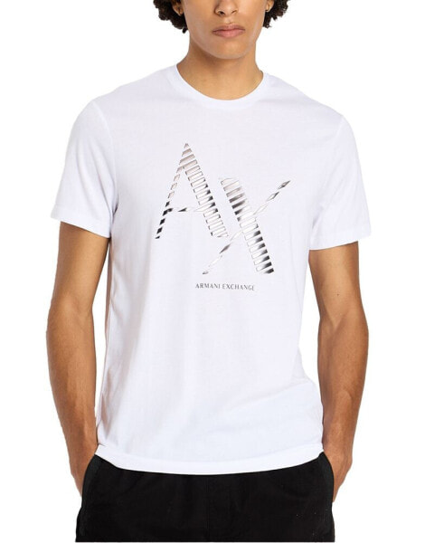 Men's Slim-Fit Cotton Jersey Glossy Embossed A|X Logo T-Shirt