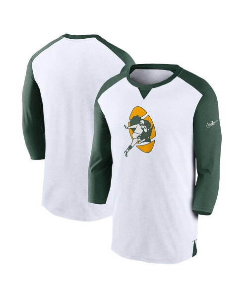 Men's White, Green Green Bay Packers Rewind 3/4-Sleeve T-shirt