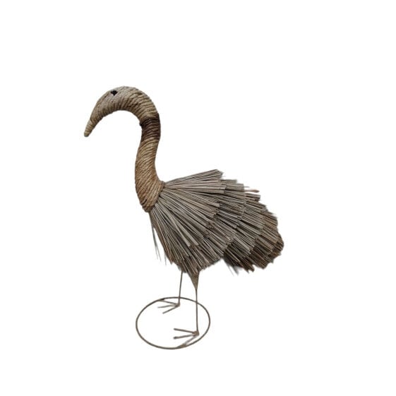 Decorative Figure Romimex Natural Heron 25 x 60 x 25 cm