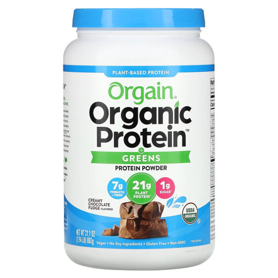 Organic Protein + Greens, Plant Based Protein Powder, Creamy Chocolate Fudge, 1.94 lbs (882 g)