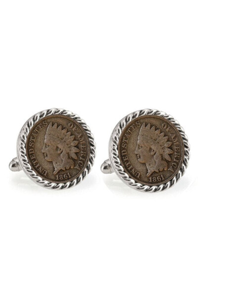 Civil War Indian Head Penny Rope Bezel Coin Cuff Links