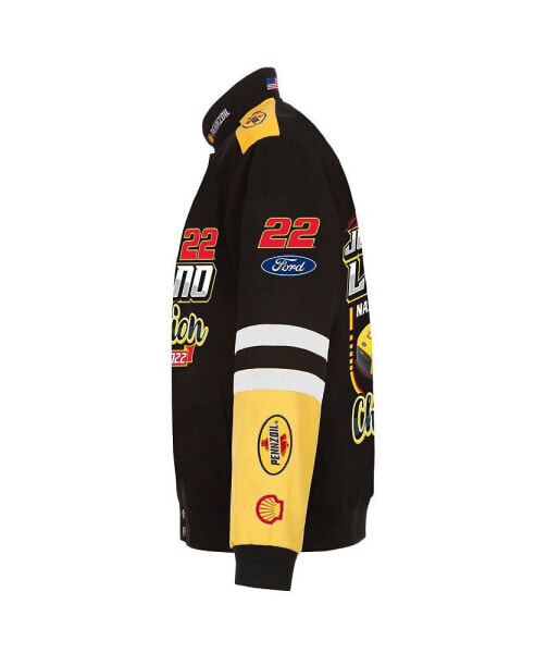 Men's Black Joey Logano Two-Time NASCAR Cup Series Champion Twill Full-Snap Jacket