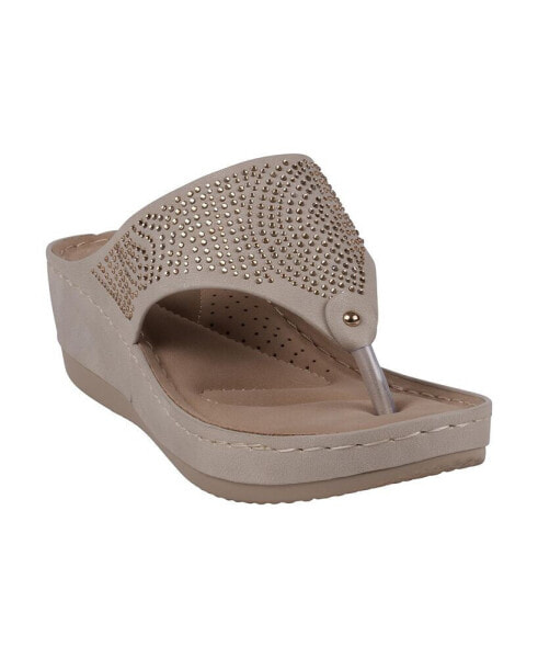 Women's Wagner Embellished Thong Wedge Sandals