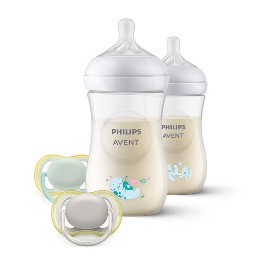 PHILIPS AVENT Natural Response Pack: 2 Decorated 260ml Baby Bottles + 2 Ultra Air Pacifiers
