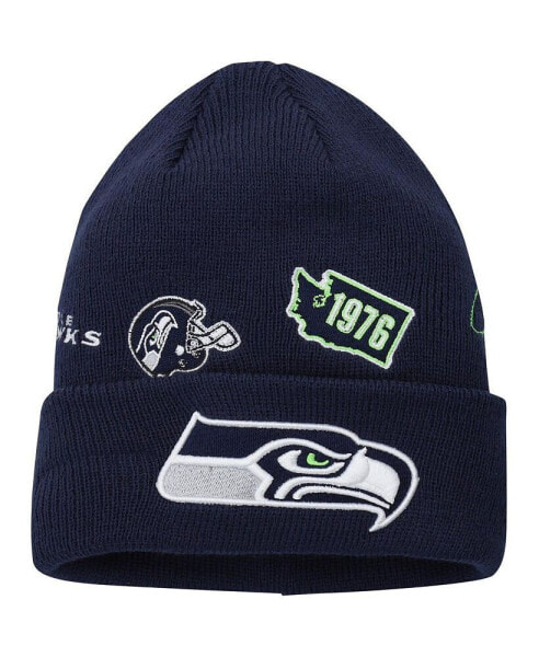 Big Boys and Girls College Navy Seattle Seahawks Identity Cuffed Knit Hat