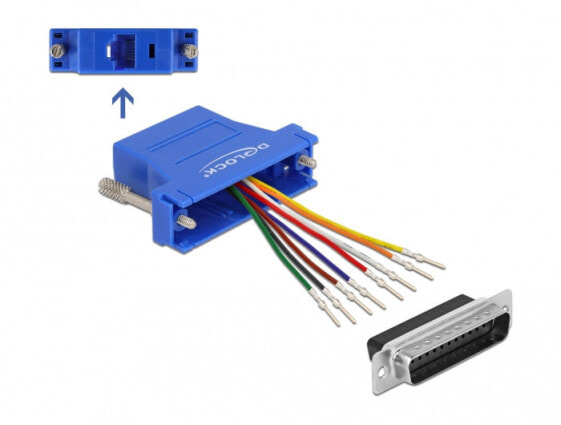 Синяя вилка D-Sub 25 pin - Розетка RJ45 - Blue Delock