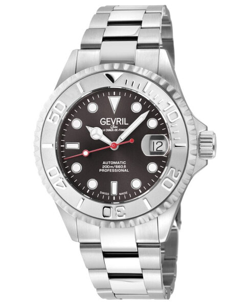 Men's Wall Street Swiss Automatic Silver-Tone Stainless Steel Watch 39mm
