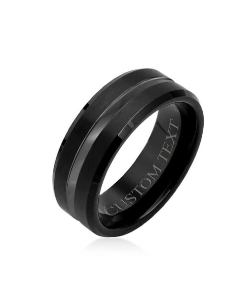 Simple Black Grey Center Stripe Couples Titanium Wedding Band Ring For Men For Women Comfort Fit 8MM