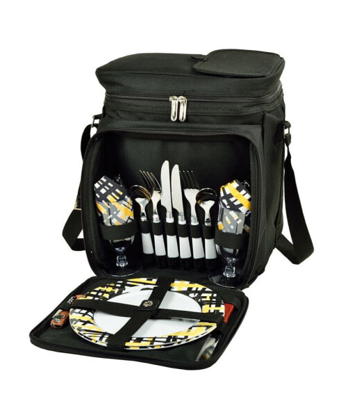 Insulated Picnic Basket, Cooler Equipped with Service for 2