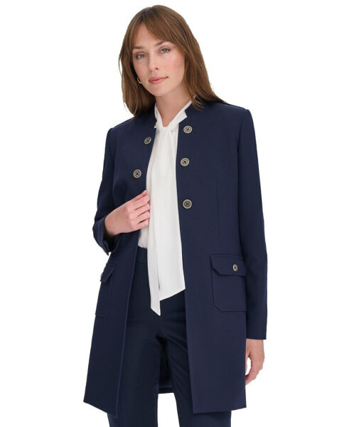 Women's Band-Collar Open-Front Jacket