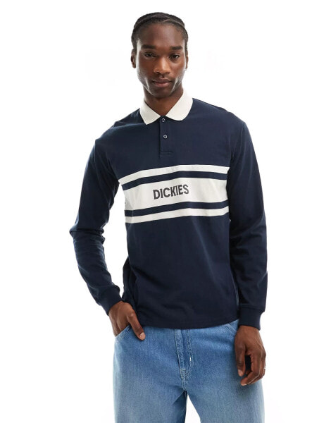 Dickies yorktown rugby long sleeve polo shirt in dark navy