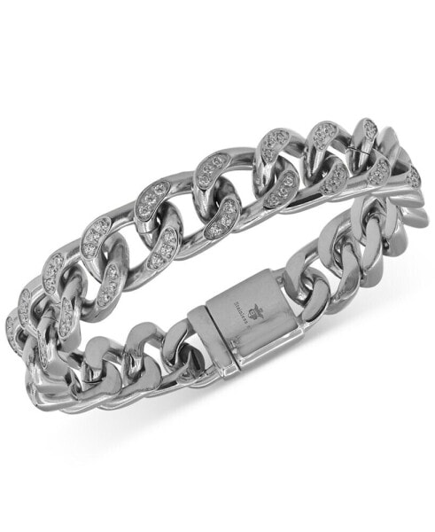 Men's Cubic Zirconia Curb Link Bracelet in Stainless Steel