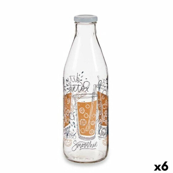 Стеклянная бутылка Сок Прозрачный Металл Cтекло 1 L (6 штук)