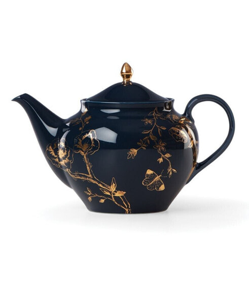 Sprig & Vine 32 Oz. Porcelain Teapot with gold tone accent