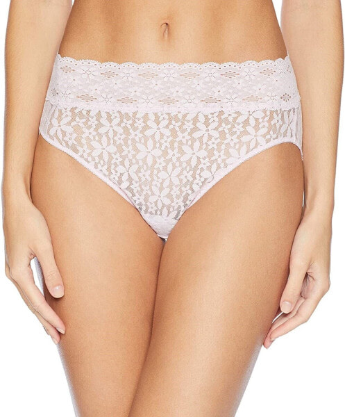 Wacoal 187968 Womens Halo Lace Hi Cut Brief Panty Lilac Snow Size Medium