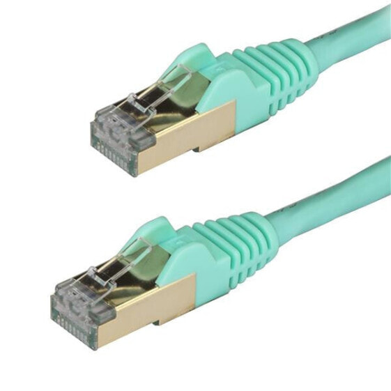StarTech.com 3m CAT6a Ethernet Cable - 10 Gigabit Shielded Snagless RJ45 100W PoE Patch Cord - 10GbE STP Network Cable w/Strain Relief - Aqua Fluke Tested/Wiring is UL Certified/TIA - 3 m - Cat6a - U/FTP (STP) - RJ-45 - RJ-45