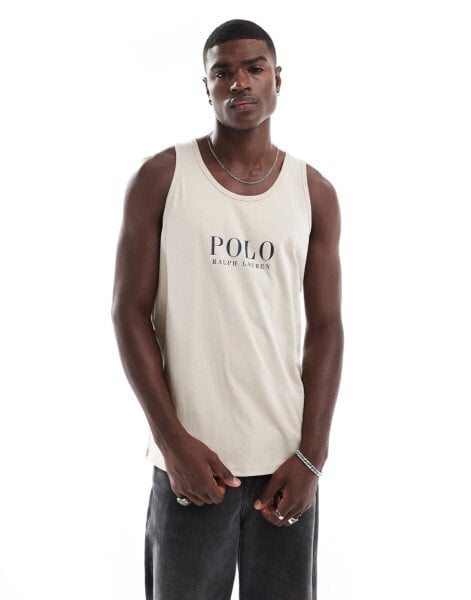 Polo Ralph Lauren lounge vest with chest text logo in cream