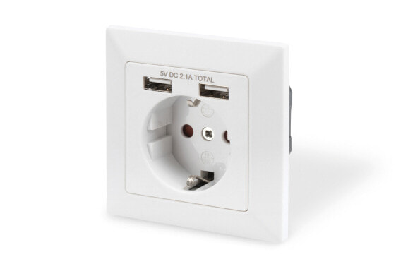 DIGITUS Safety socket for flush mounting with 2 USB ports