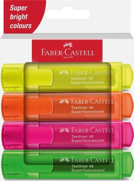 Faber-Castell Faber-Castell Textmarker 46 Superfluorescent marker 4 szt. Końcówka ścięta Zielony, Pomarańczowy, Różowy, Żółty