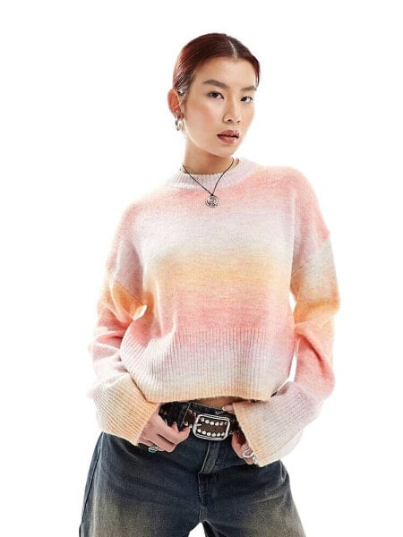 Noisy May ombre jumper in pink 