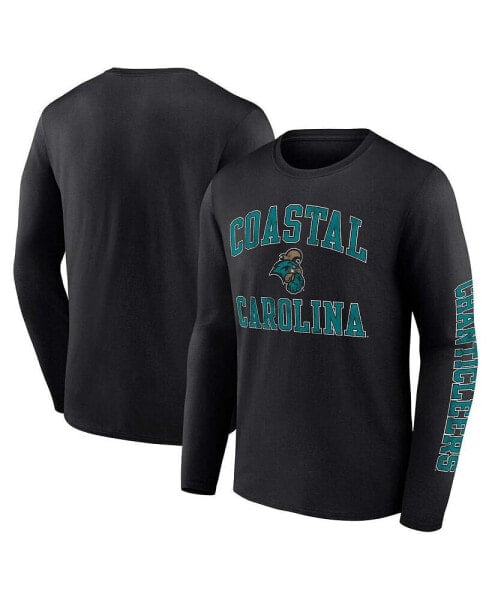 Men's Black Coastal Carolina Chanticleers Distressed Arch Over Logo Long Sleeve T-shirt