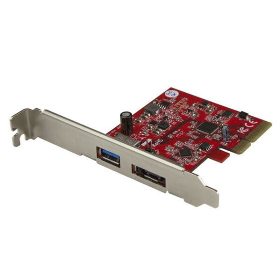 StarTech.com 2-Port USB 3.1 (10Gbps) and eSATA PCIe Card - 1x USB-A and 1x eSATA - PCIe - eSATA - PCIe 3.0 - Red - CE - FCC - TAA - REACH - ASMedia - ASM2142 - ASMedia - ASM1351