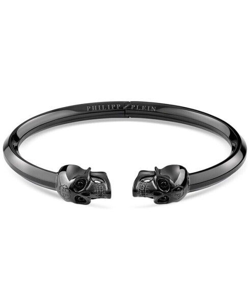 Black-Tone IP Stainless Steel 3D $kull Cuff Bracelet