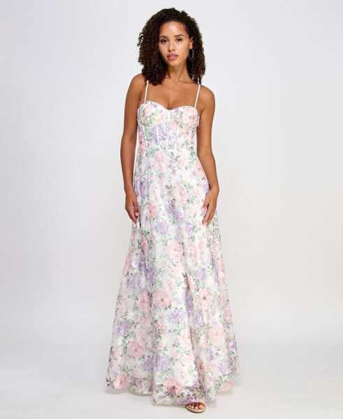 Платье корсетное Trixxi с вышивкой в цветочном стиле, созданное для Macy's