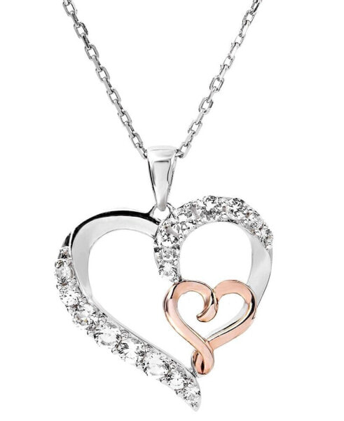 Macy's women's 14K Rose Gold Plated Heart Pendant Necklace in Sterling Silver