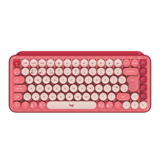 Logitech POP Keys Wireless Mechanical Keyboard With Emoji Keys - Mini - Bluetooth - Mechanical - QWERTY - Pink
