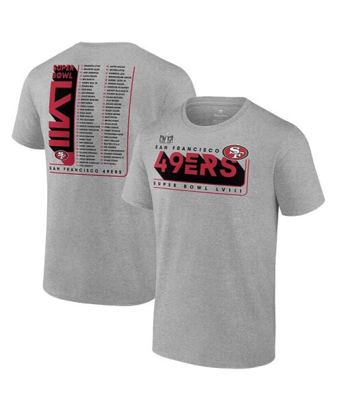 Men's Heather Gray San Francisco 49ers 2023 NFC Champions Two-Sided Roster Big and Tall T-shirt