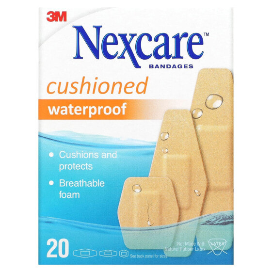 Cushioned Waterproof Bandages, 20 Assorted Sizes