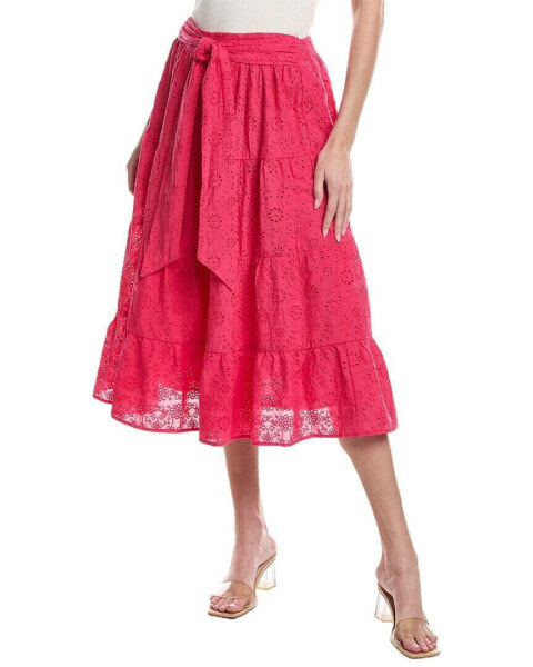 Dress Forum Eyelet Tiered Skirt Women's Pink S