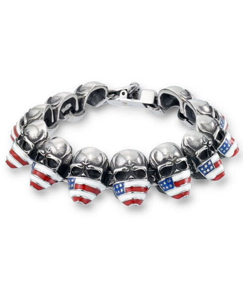 Men's Enamel Skull Bracelet in Stainless Steel