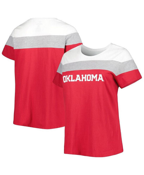 Women's Crimson Oklahoma Sooners Plus Size Split Body T-shirt